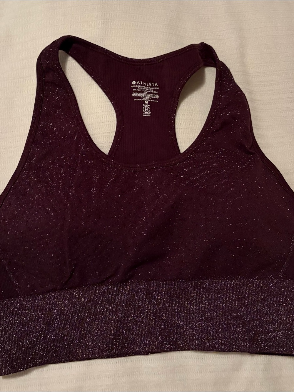 Athleta Glitter Racerback Sports Bra - Plum